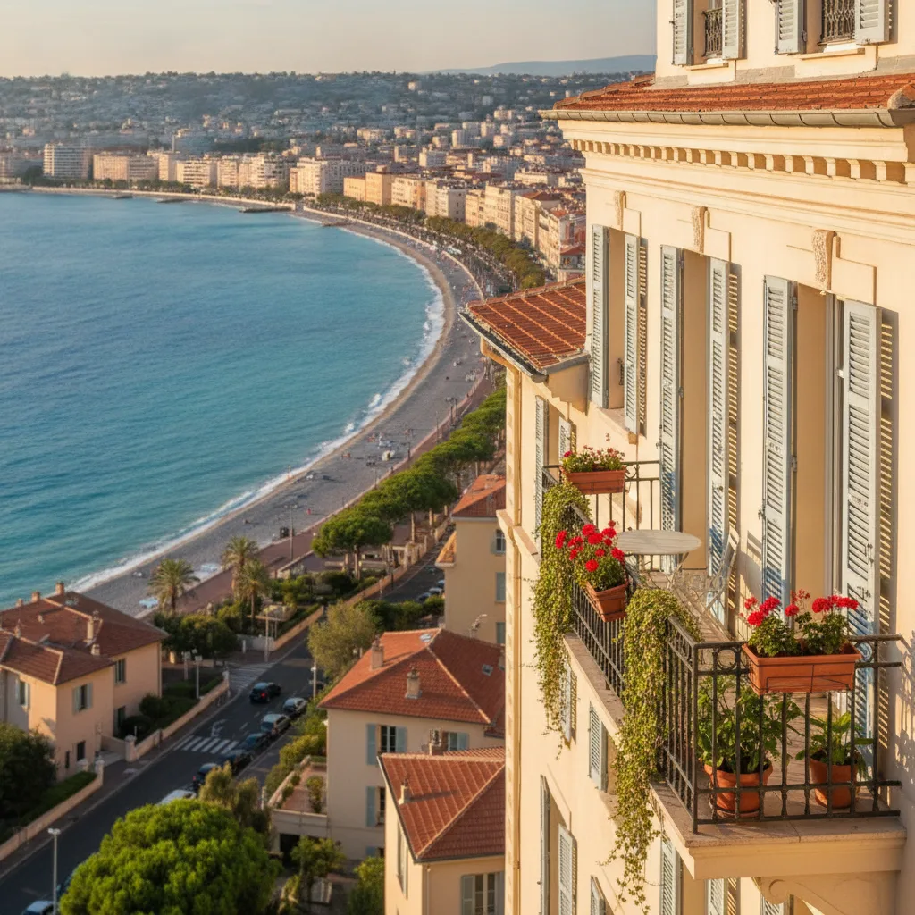 Vue panoramique de Nice et de la Baie des Anges, location courte durée et tension locative sur la Côte d'Azur